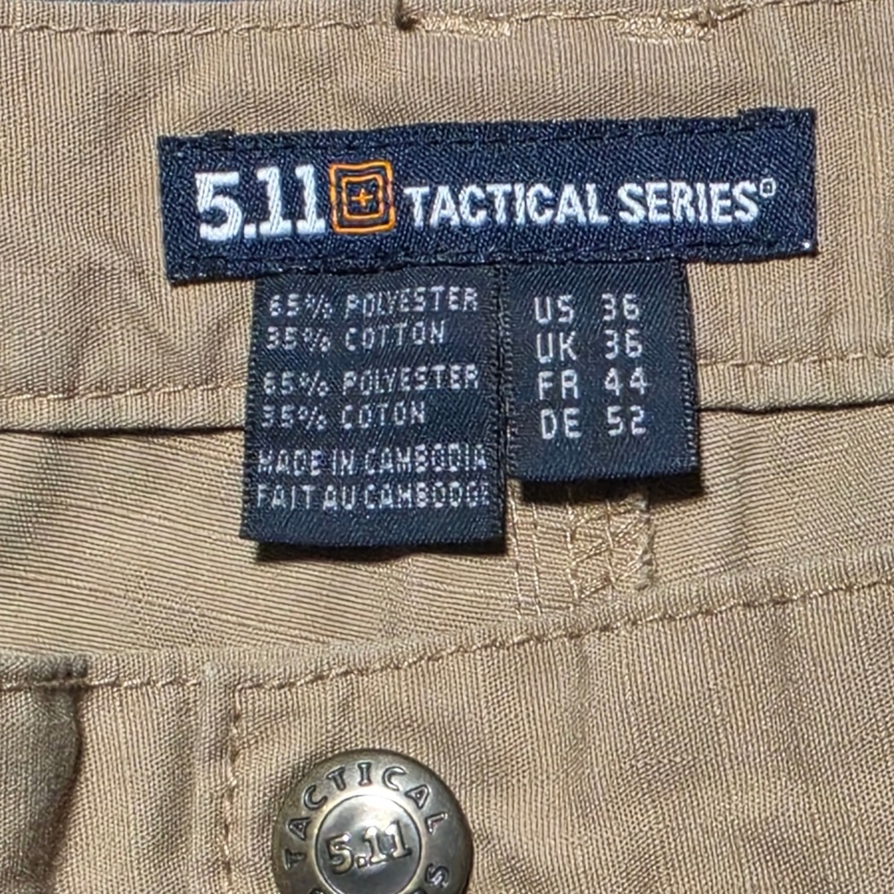 5.11 Tactical Series Mens Khaki Ripstop Cargo Shorts Size 36 Tan Hiking Work 511 - Picture 2 of 13